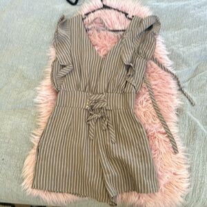 Light brown with white stripes Romper